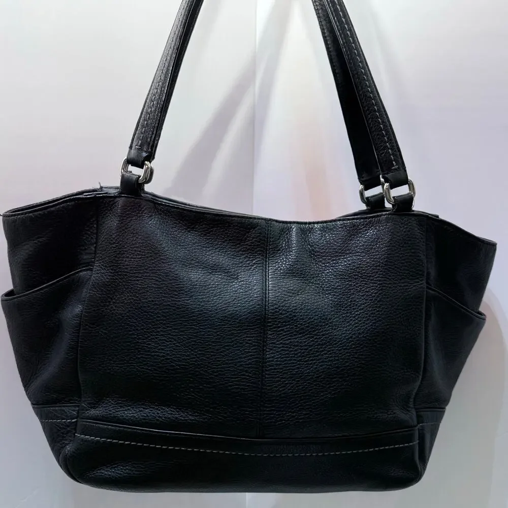 Coach Large Black Pebble Leather Purse / Shoulder Handbag A1320-F25651
